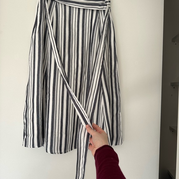 Loft Navy + White Striped Midi Skirt with Belt - Picture 5 of 8